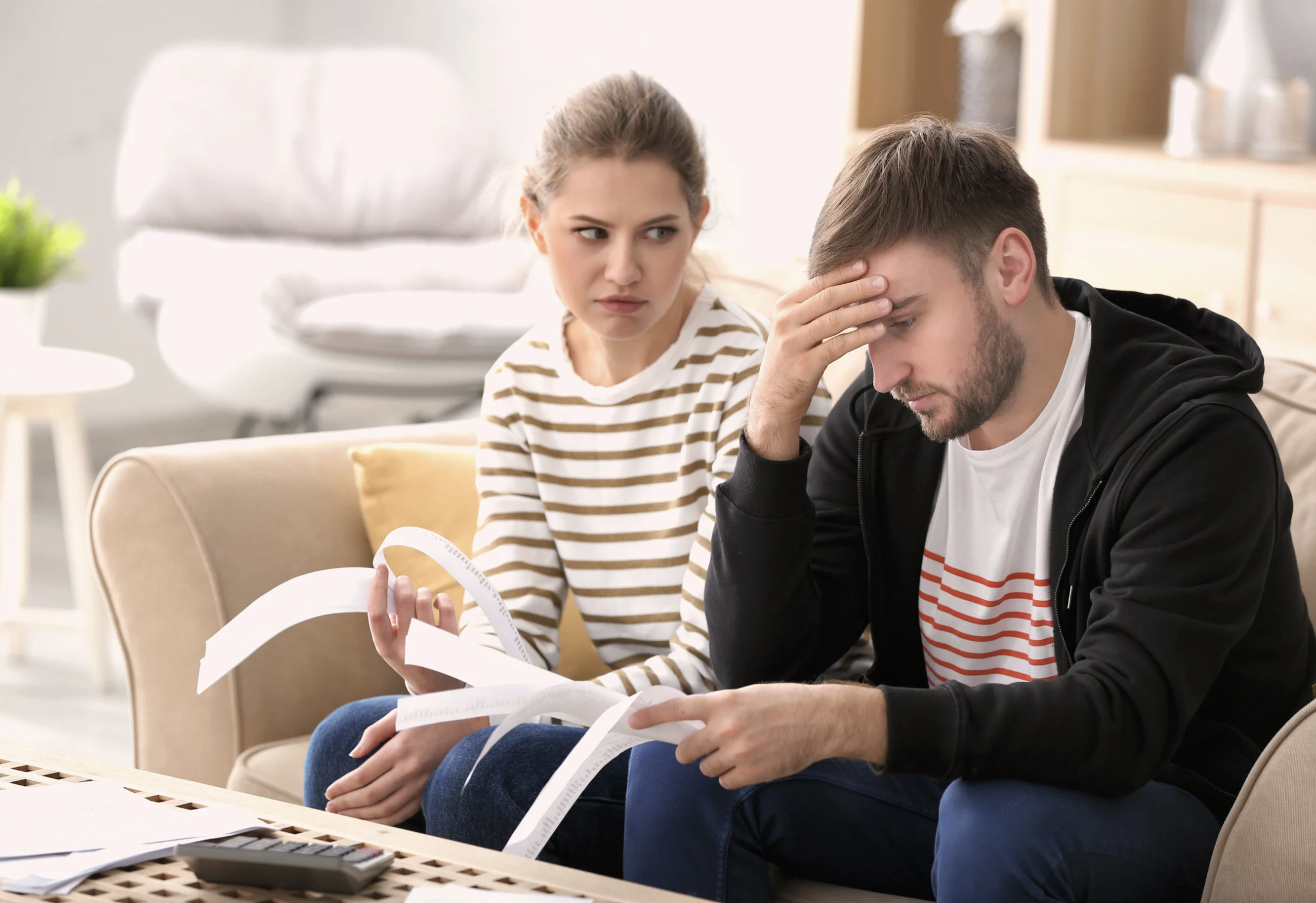 couple stressing about money